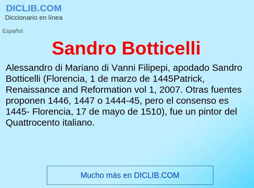 What is Sandro Botticelli - meaning and definition