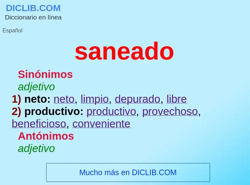 What is saneado - meaning and definition