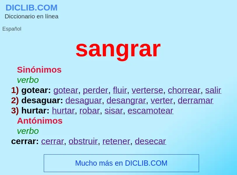 Was ist sangrar - Definition