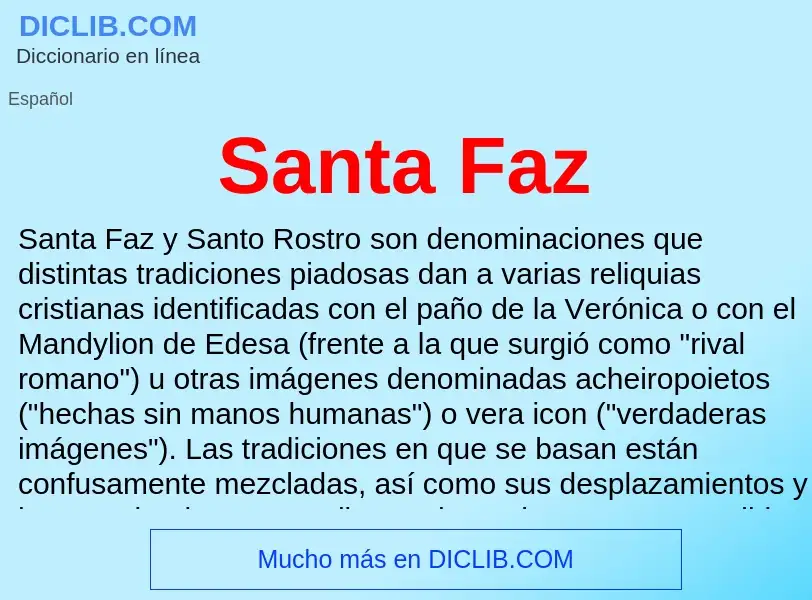 ¿Qué es Santa Faz? - significado y definición