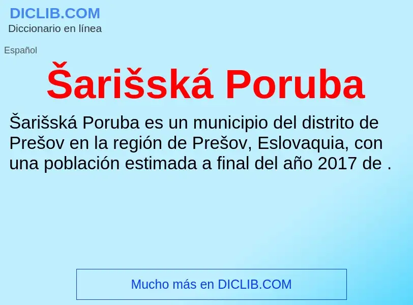 Qu'est-ce que Šarišská Poruba - définition