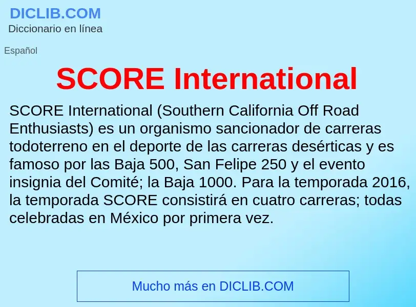 What is SCORE International - meaning and definition