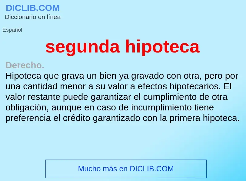 What is segunda hipoteca - meaning and definition