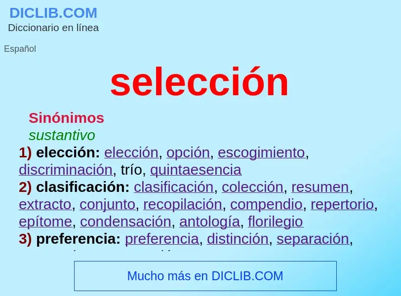 O que é selección - definição, significado, conceito