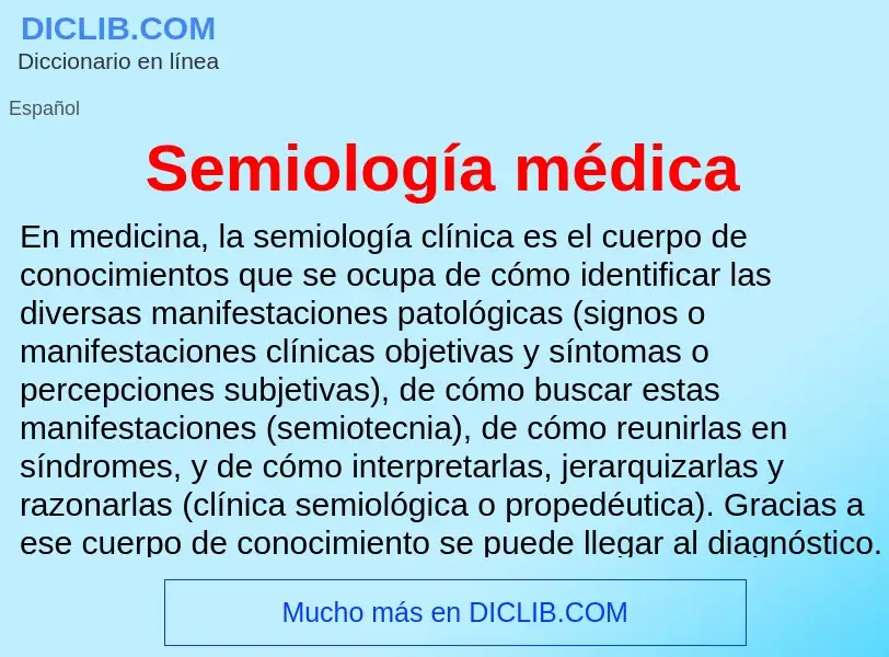 ¿Qué es Semiología médica? - significado y definición