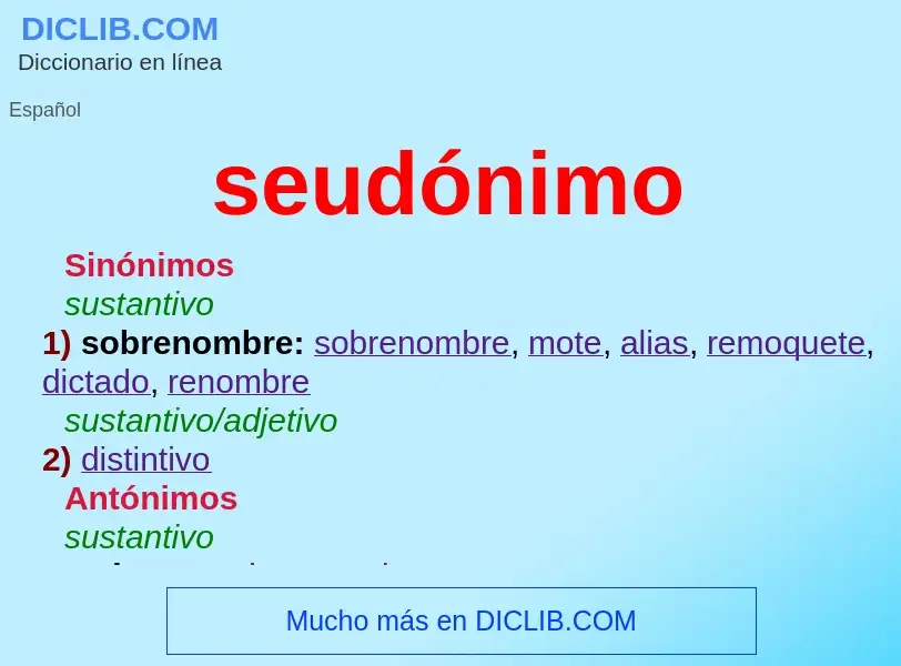 What is seudónimo - meaning and definition