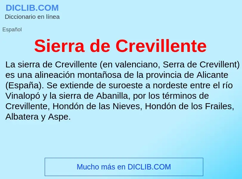 ¿Qué es Sierra de Crevillente? - significado y definición