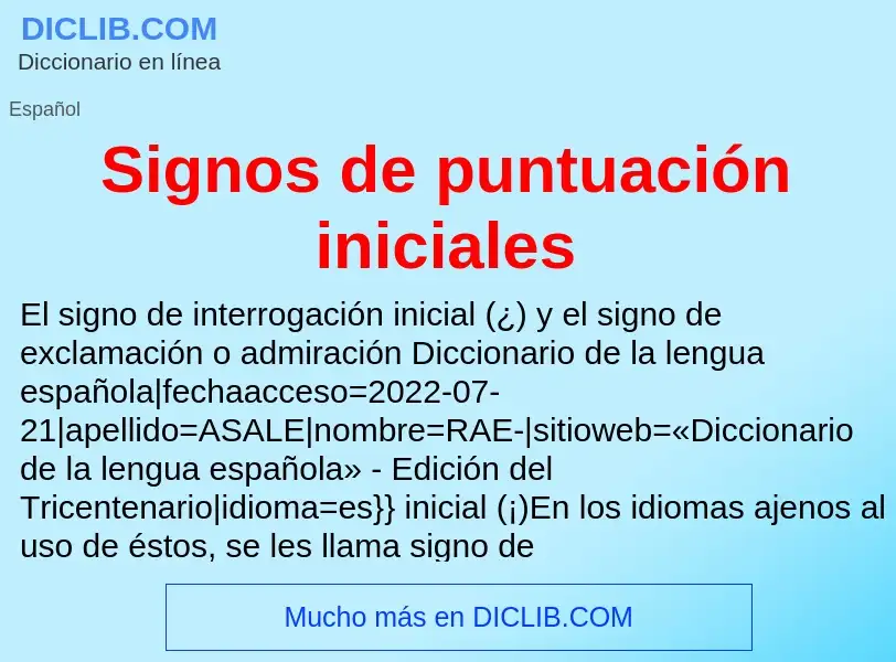 Что такое Signos de puntuación iniciales - определение