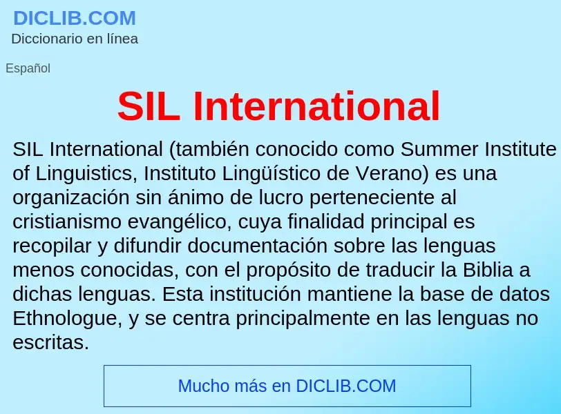 ¿Qué es SIL International? - significado y definición