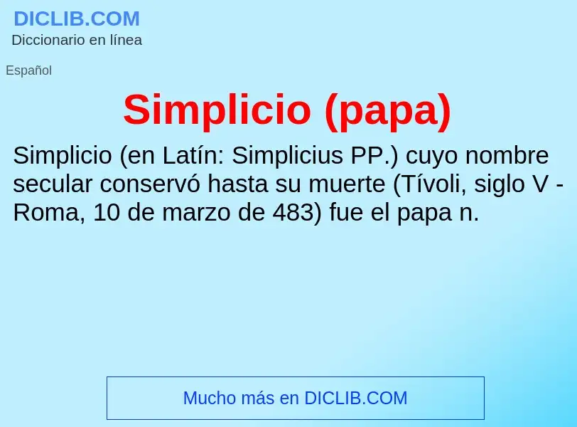 ¿Qué es Simplicio (papa)? - significado y definición