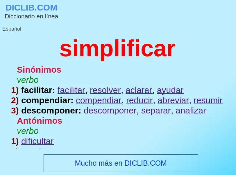 What is simplificar - meaning and definition