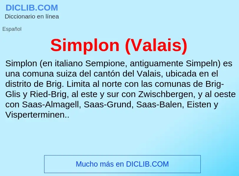 What is Simplon (Valais) - meaning and definition