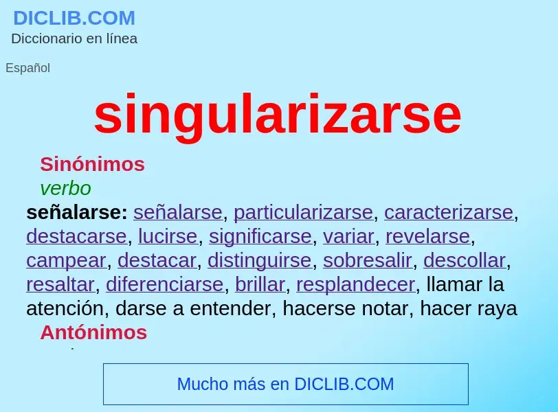 What is singularizarse - meaning and definition