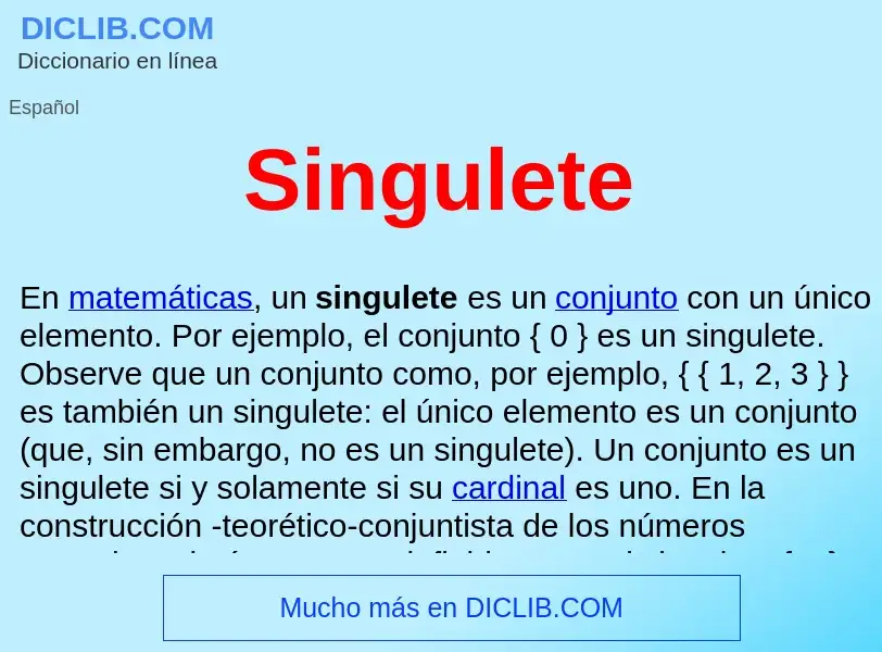 ¿Qué es Singulete ? - significado y definición