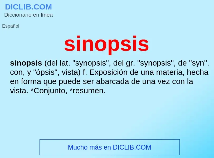 What is sinopsis - meaning and definition