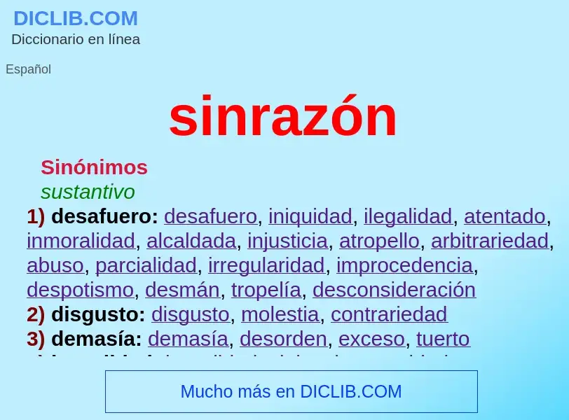 What is sinrazón - meaning and definition