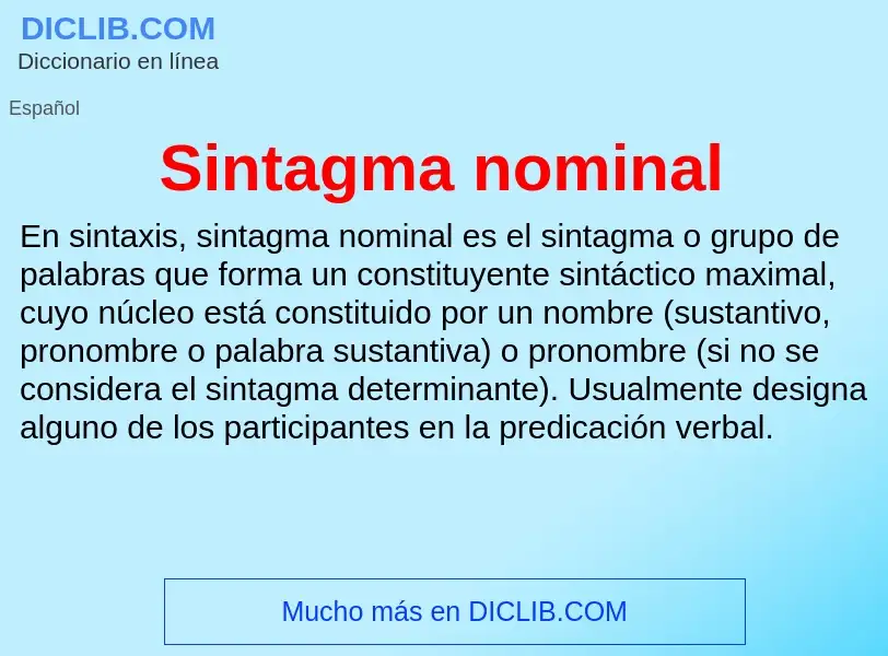 ¿Qué es Sintagma nominal? - significado y definición