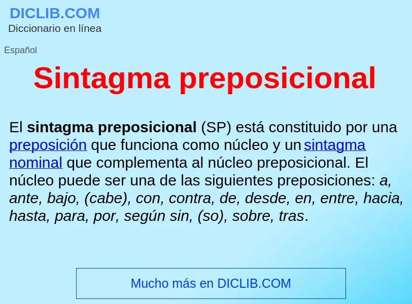 ¿Qué es Sintagma preposicional ? - significado y definición