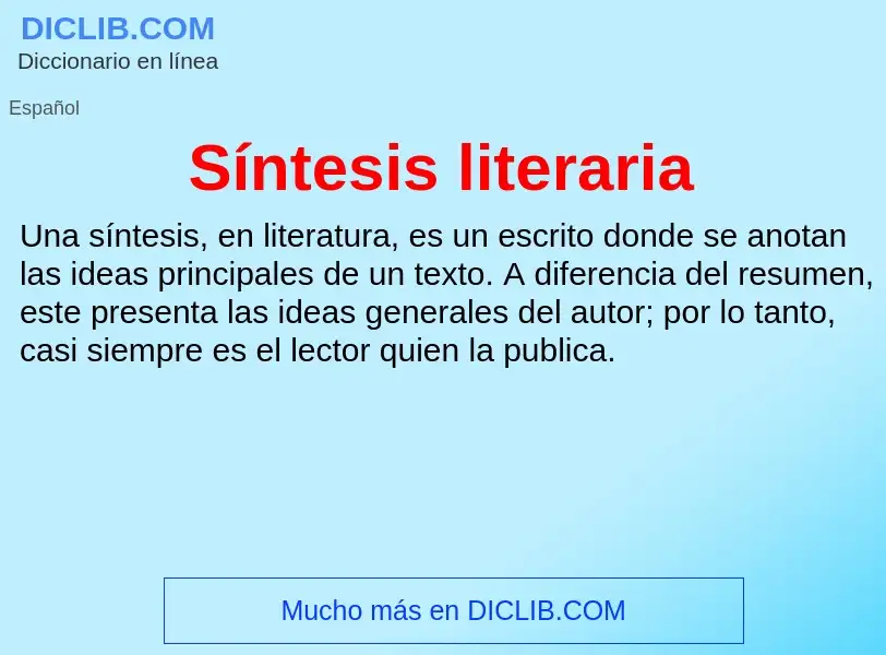 ¿Qué es Síntesis literaria? - significado y definición