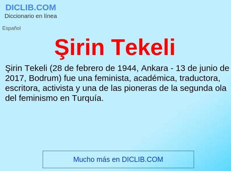 Qu'est-ce que Şirin Tekeli - définition