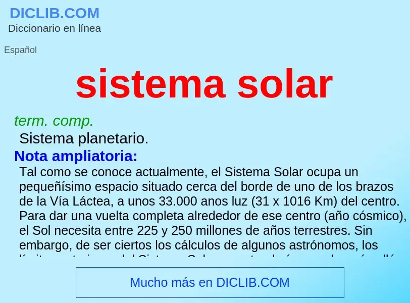 What is sistema solar - meaning and definition