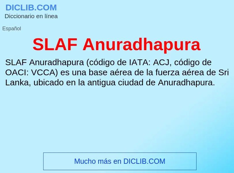 Что такое SLAF Anuradhapura - определение