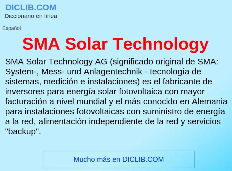 Что такое SMA Solar Technology - определение