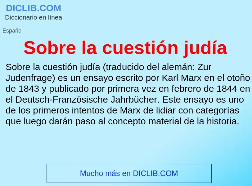 What is Sobre la cuestión judía - definition