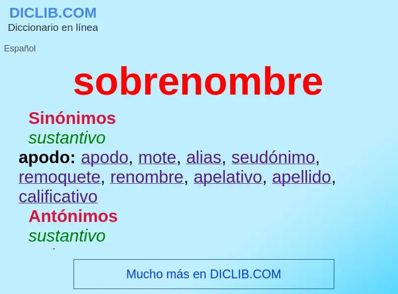 What is sobrenombre - meaning and definition