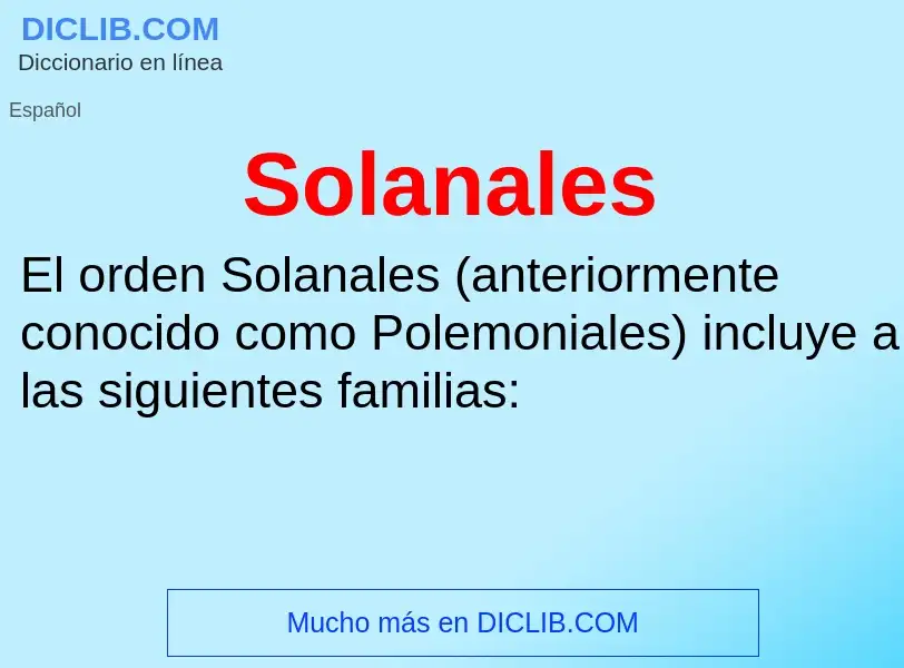 What is Solanales - meaning and definition