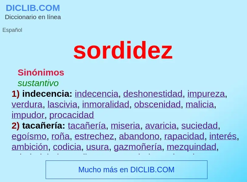 What is sordidez - definition