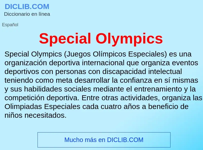 What is Special Olympics - meaning and definition