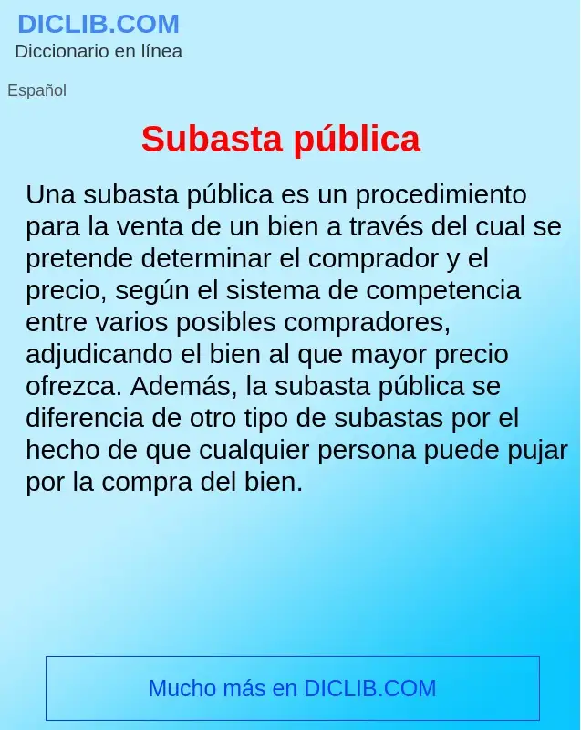 What is Subasta pública - definition