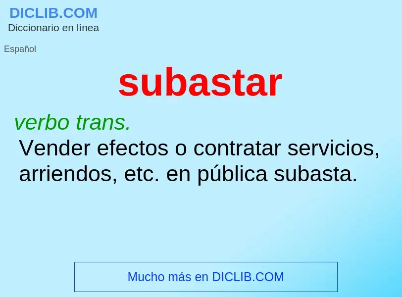 What is subastar - definition