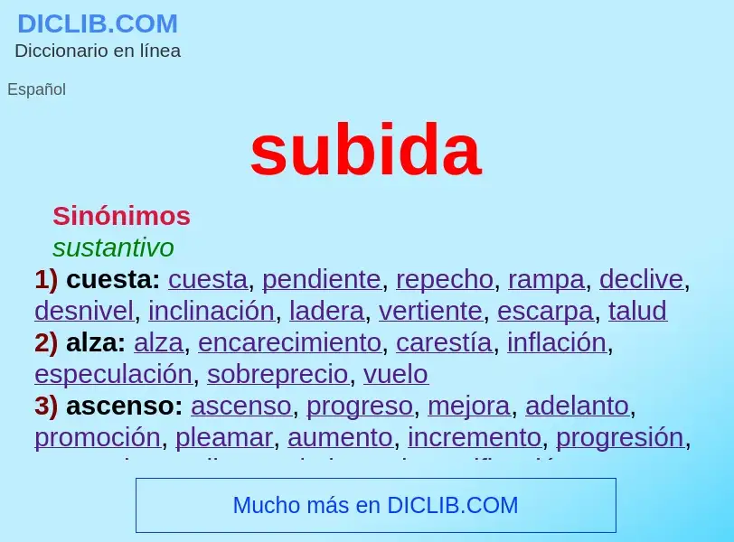 What is subida - definition