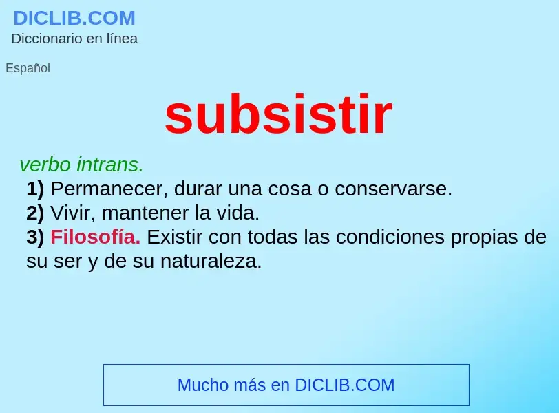 What is subsistir - definition