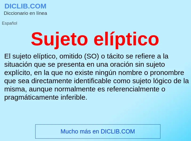 What is Sujeto elíptico - meaning and definition