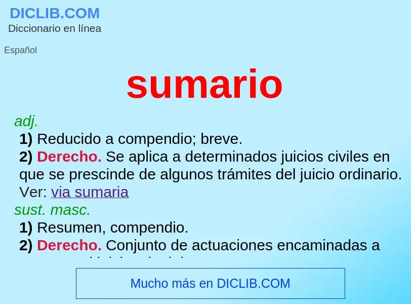 O que é sumario - definição, significado, conceito