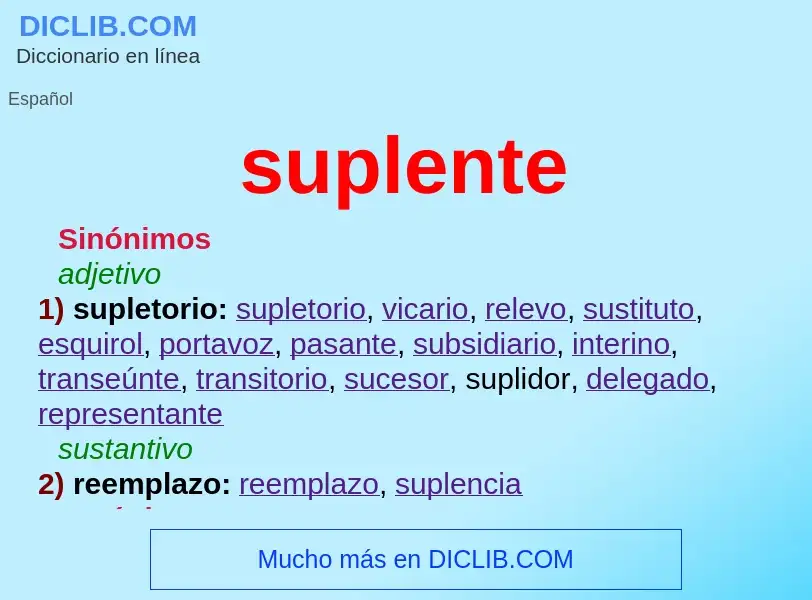 What is suplente - meaning and definition