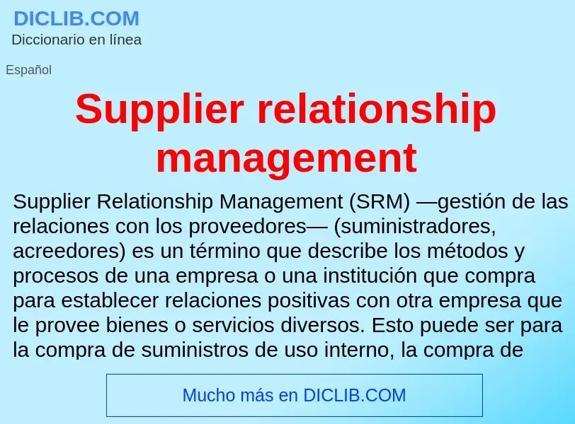 Che cos'è Supplier relationship management - definizione