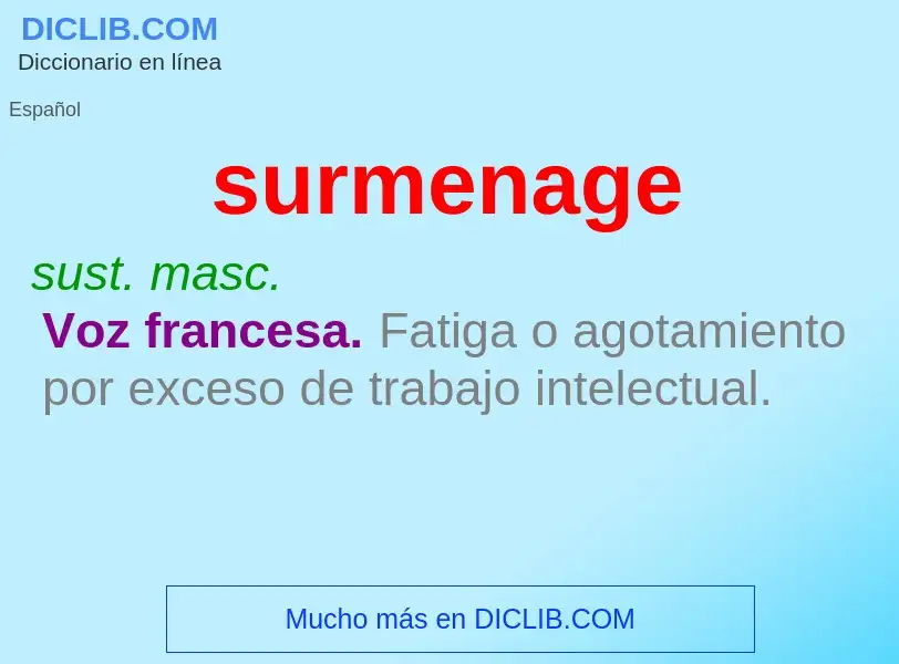 Wat is surmenage - definition