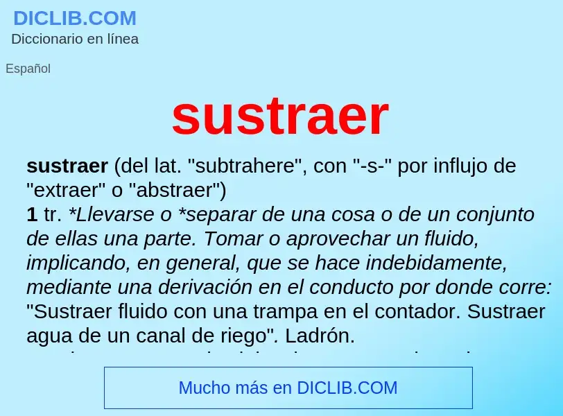 What is sustraer - meaning and definition