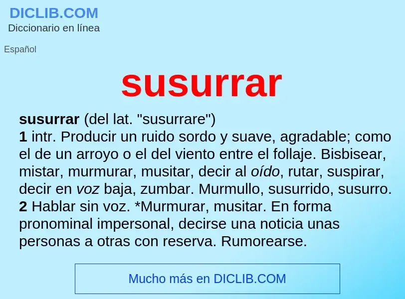 What is susurrar - meaning and definition