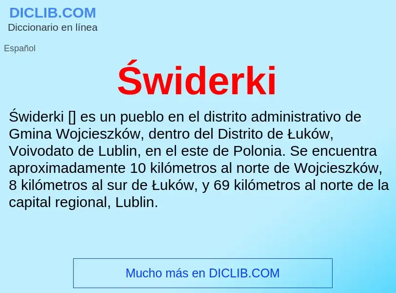 What is Świderki - meaning and definition