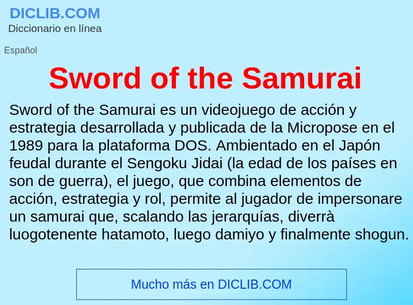 Что такое Sword of the Samurai - определение