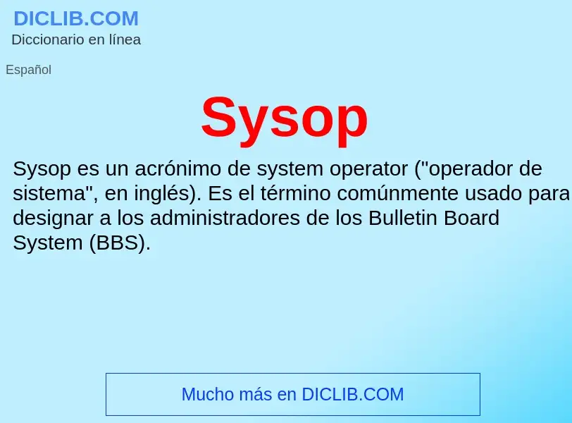 Что такое Sysop - определение