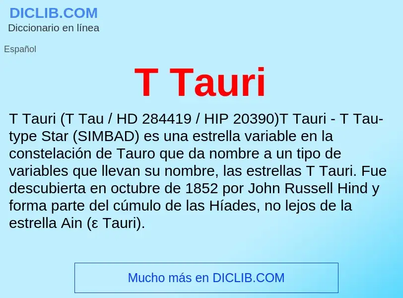 Wat is T Tauri - definition