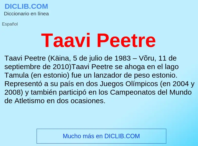 Qu'est-ce que Taavi Peetre - définition