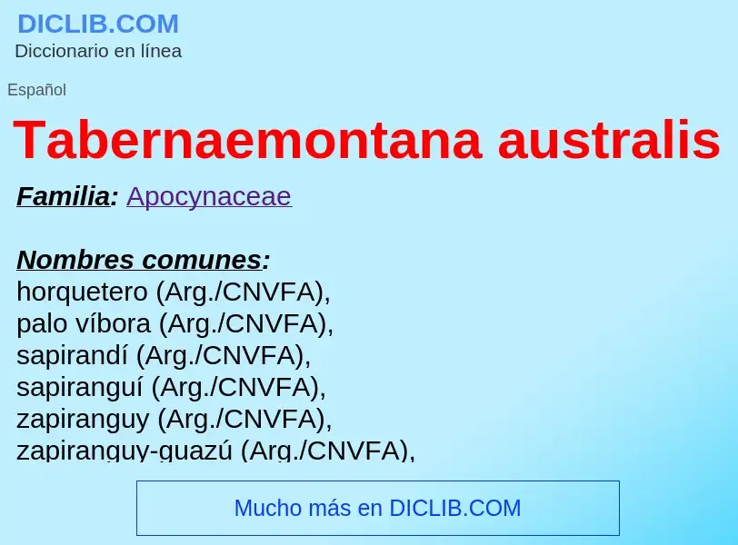 Что такое Tabernaemontana australis - определение