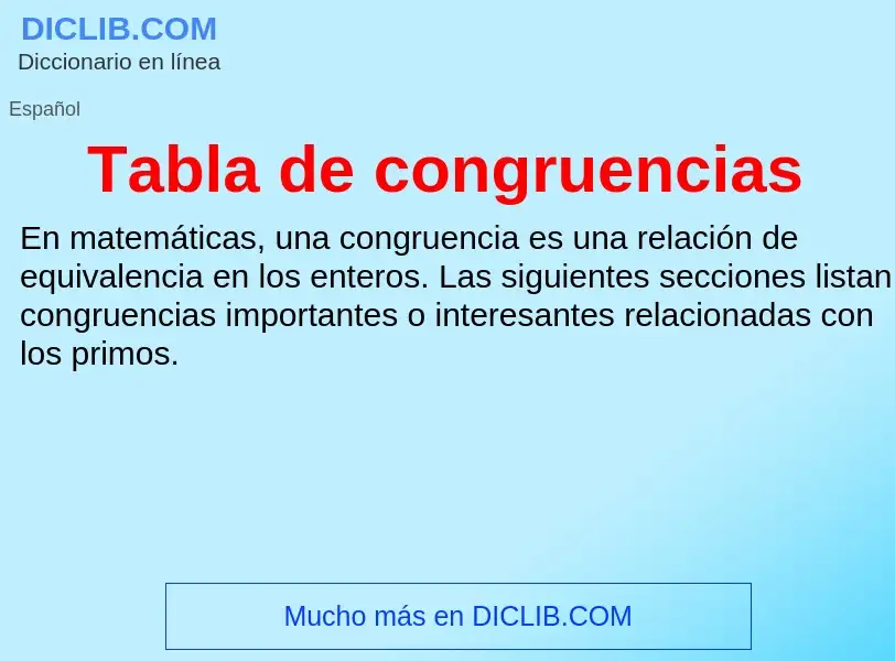 Что такое Tabla de congruencias - определение